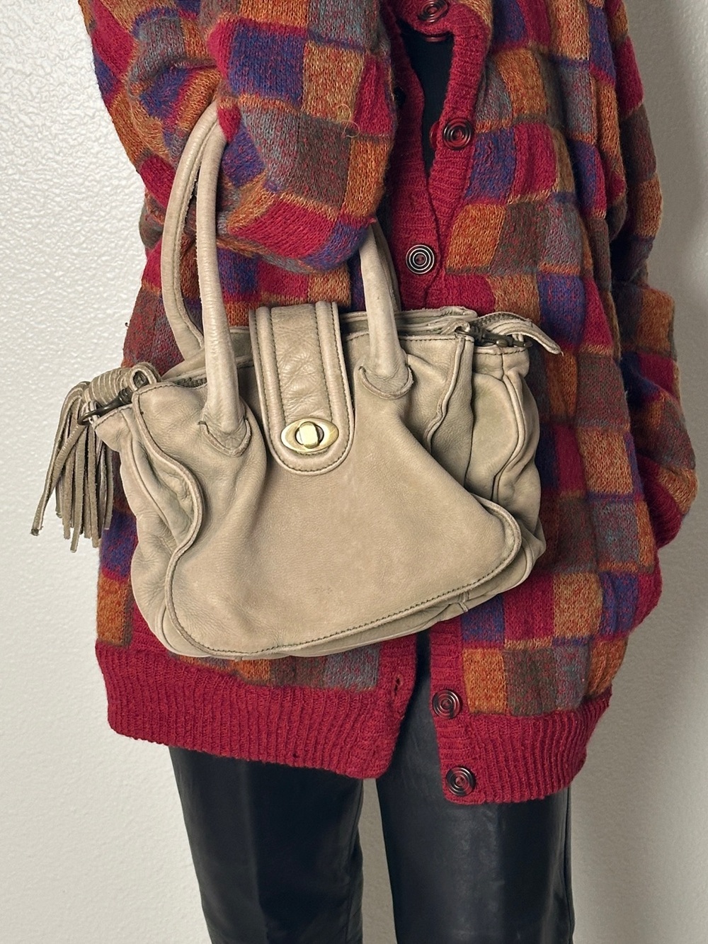 Caterina Lucchi Designe Beige Leather Satchel Bag